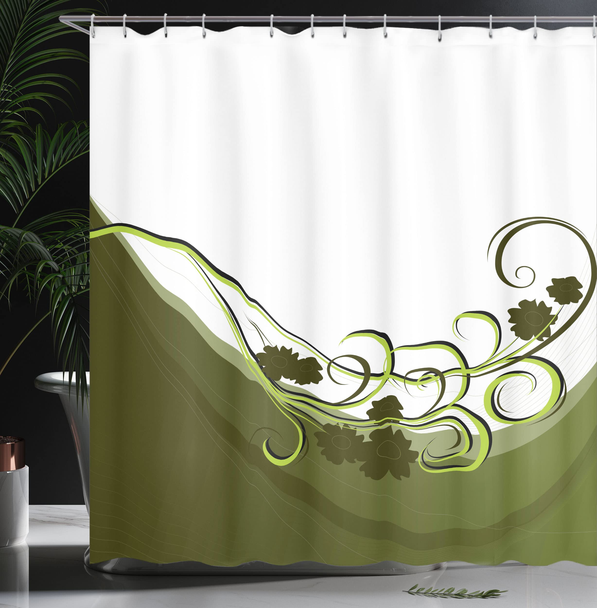 Ambesonne Olive Green Shower Curtain, Wedding Inspired Floral Arrangement Flourishing Nature Print, Cloth Fabric Bathroom Decor